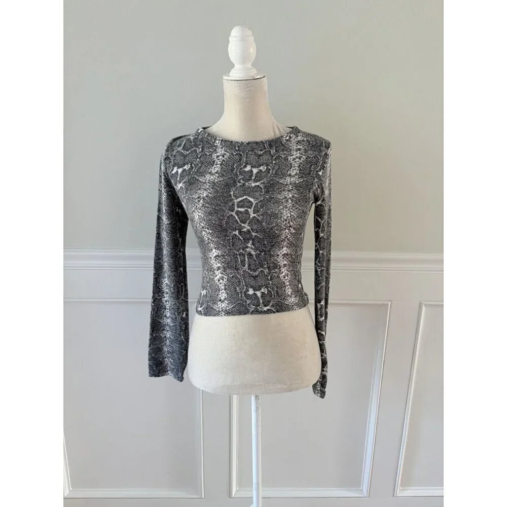 Zara Trafaluc Soft Snakeskin Print Crop Top Size S